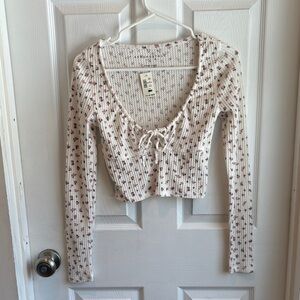 Aeropostale White and Pink Floral Crop Top NWT